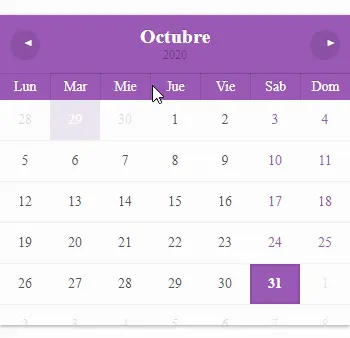 calendar-pure-javascript